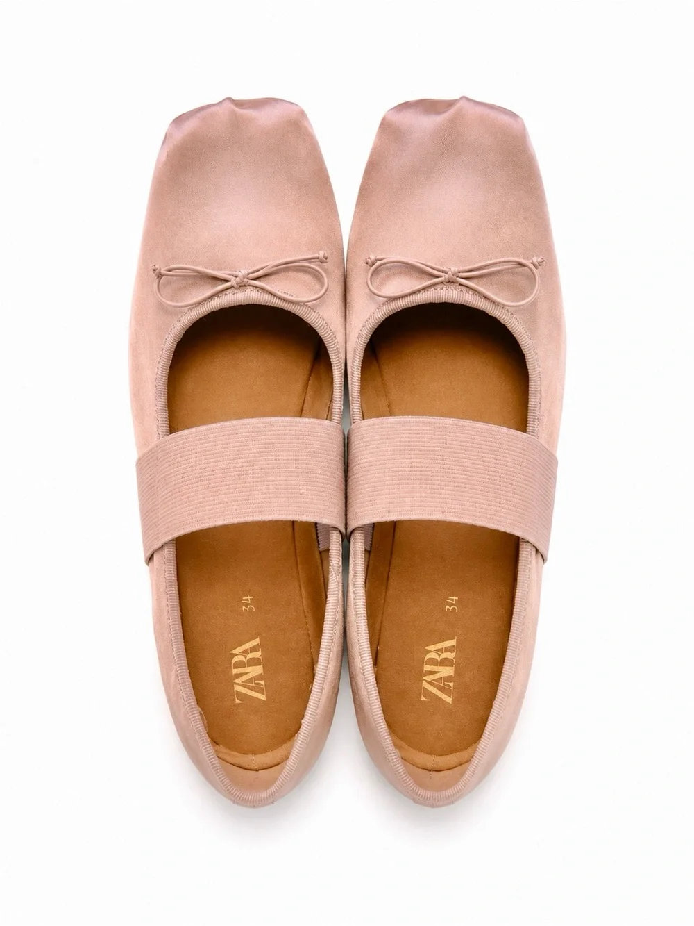 ZARA Girl’s Blush Pink Ballet Flats with Elastic Cross Strap